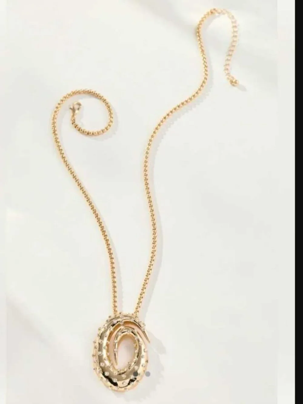 New Anthropologie glitz swirl gold pendant statement necklace